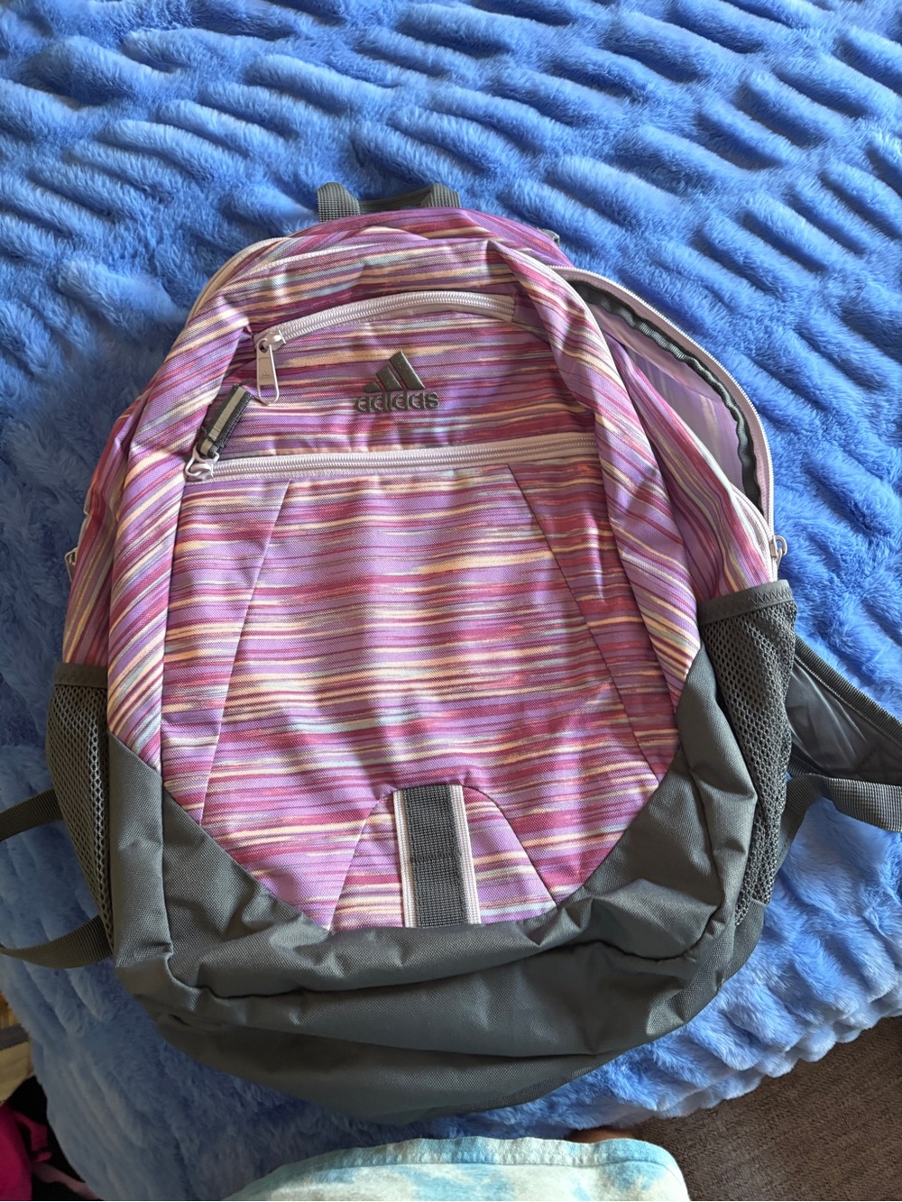 adidas Pink and Purple Striped School Backpack